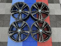 USED 19 INCH GENUINE BMW STYLE 442 F30/31 M DOUBLE SPOKE ALLOY WHEELS,WIDE REAR, FULLY REFURBED IN GLOSS BLACK 5x120