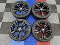 USED 19" GENUINE BMW STYLE 442 F30/31 M DOUBLE SPOKE ALLOY WHEELS, FULLY REFURBED IN GLOSS BLACK INC RUNFLAT TYRES