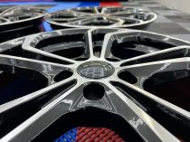 NEW 18 INCH VW GOLF REIFNITZ TCR STYLE ALLOY WHEELS IN GLOSS BLACK WITH POLISHED FACE 5x112