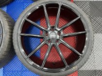 NEW 21 INCH VEEMANN V-FS4 ALLOY WHEELS IN GLOSS BLACK WITH DEEPER CONCAVE 10.5" REARS WITH NEW TYRES 5x120