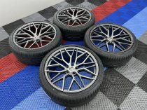 NEW 22 INCH VEEMANN VC520 ALLOY WHEELS IN DARK GRAPHITE MACHINED WITH DEEPER CONCAVE 11" REARS FITTED WITH NEW TYRES AND TPMS SENSORS 5x120