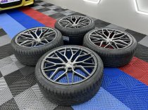 NEW 22 INCH VEEMANN VC520 ALLOY WHEELS IN DARK GRAPHITE MACHINED WITH DEEPER CONCAVE 11" REARS FITTED WITH NEW TYRES AND TPMS SENSORS 5x120