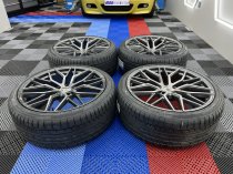 NEW 22 INCH VEEMANN VC520 ALLOY WHEELS IN DARK GRAPHITE MACHINED WITH DEEPER CONCAVE 11" REARS FITTED WITH NEW TYRES AND TPMS SENSORS 5x120