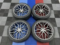 NEW 22 INCH VEEMANN VC520 ALLOY WHEELS IN DARK GRAPHITE MACHINED WITH DEEPER CONCAVE 11" REARS FITTED WITH NEW TYRES AND TPMS SENSORS 5x120