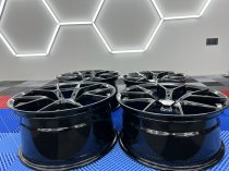 NEW 19 INCH CS STYLE ALLOY WHEELS IN GLOSS BLACK WITH DEEPER CONCAVE 9.5" REAR 5x120