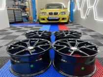 NEW 19 INCH CS STYLE ALLOY WHEELS IN GLOSS BLACK WITH DEEPER CONCAVE 9.5" REAR 5x120