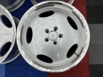 NEW 18 INCH AM AERO LARZON ALLOY WHEELS IN SILVER WITH POLISHED DEEP DISH, WIDER 9.5″ REAR 5x112