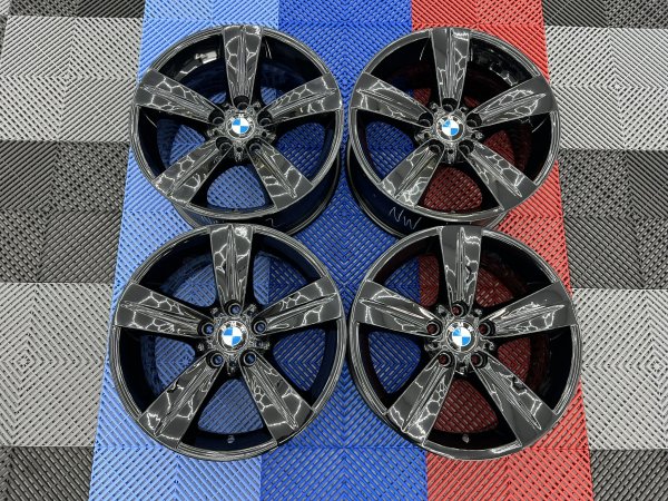 USED 18 INCH GENUINE BMW STYLE 189 E92 5 SPOKE ALLOY WHEELS, FULLY REFURBISHED IN GLOSS BLACK 5x120