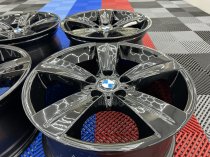USED 18 INCH GENUINE BMW STYLE 189 E92 5 SPOKE ALLOY WHEELS, FULLY REFURBISHED IN GLOSS BLACK 5x120