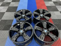 USED 18 INCH GENUINE BMW STYLE 189 E92 5 SPOKE ALLOY WHEELS, FULLY REFURBISHED IN GLOSS BLACK 5x120