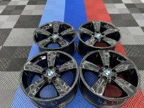 USED 18" GENUINE BMW STYLE 189 E92 5 SPOKE ALLOY WHEELS, FULLY REFURBISHED IN GLOSS BLACK