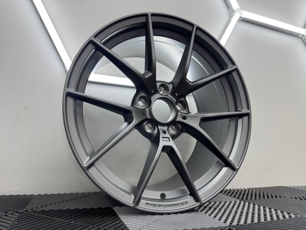 New 19 Inch CS Style Alloy Wheels In Satin Gunmetal, MP Engraved With Wider 9.5" Rear 763 IW 5x120