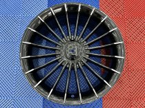 NEW 19 INCH ALPIN CRINKLE SPOKE ALLOY WHEELS IN GLOSS BLACK WITH POLISHED TIPS AND DEEPER 9.5″ REARS 5x120