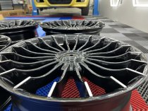 NEW 19 INCH ALPIN CRINKLE SPOKE ALLOY WHEELS IN GLOSS BLACK WITH POLISHED TIPS AND DEEPER 9.5" REARS 5x120