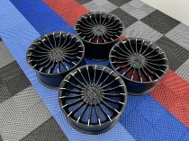 NEW 19 INCH ALPIN CRINKLE SPOKE ALLOY WHEELS IN GLOSS BLACK WITH POLISHED TIPS AND DEEPER 9.5" REARS 5x120