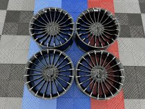 NEW 19 INCH ALPIN CRINKLE SPOKE ALLOY WHEELS IN GLOSS BLACK WITH POLISHED TIPS AND DEEPER 9.5" REARS 5x120