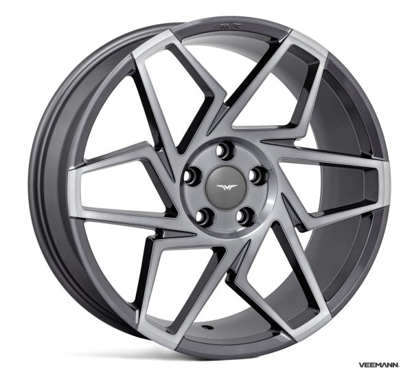 NEW 19 INCH VEEMANN V-FS27R ALLOY WHEELS IN GRAPHITE SMOKE MACHINED 5x112
