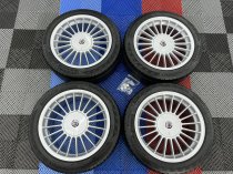 USED 17 INCH GENUINE ALPINA CLASSIC SOFTLINE ALLOY WHEELS, FULLY REFURBED INC ALL CAPS + VG UNIROYAL TYRES 5x120