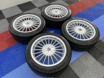 USED 17 INCH GENUINE ALPINA CLASSIC SOFTLINE ALLOY WHEELS, FULLY REFURBED INC ALL CAPS + VG UNIROYAL TYRES 5x120
