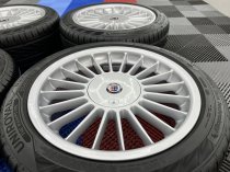 USED 17 INCH GENUINE ALPINA CLASSIC SOFTLINE ALLOY WHEELS, FULLY REFURBED INC ALL CAPS + VG UNIROYAL TYRES 5x120