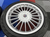 USED 17 INCH GENUINE ALPINA CLASSIC SOFTLINE ALLOY WHEELS, FULLY REFURBED INC ALL CAPS + VG UNIROYAL TYRES 5x120