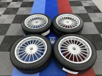 USED 17 INCH GENUINE ALPINA CLASSIC SOFTLINE ALLOY WHEELS, WIDE REAR, FULLY REFURBED INC ALL CAPS + NEW NANKANG TYRES 5x120