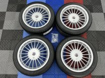USED 17 INCH GENUINE ALPINA CLASSIC SOFTLINE ALLOY WHEELS, WIDE REAR, FULLY REFURBED INC ALL CAPS + NEW NANKANG TYRES 5x120