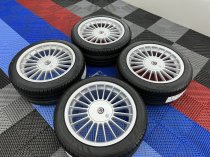 USED 17 INCH GENUINE ALPINA CLASSIC SOFTLINE ALLOY WHEELS, WIDE REAR, FULLY REFURBED INC ALL CAPS + NEW NANKANG TYRES 5x120