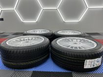 USED 17 INCH GENUINE ALPINA CLASSIC SOFTLINE ALLOY WHEELS, WIDE REAR, FULLY REFURBED INC ALL CAPS + NEW NANKANG TYRES 5x120