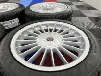USED 17 INCH GENUINE ALPINA CLASSIC SOFTLINE ALLOY WHEELS, WIDE REAR, FULLY REFURBED INC ALL CAPS + NEW NANKANG TYRES 5x120