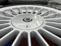 USED 17 INCH GENUINE ALPINA CLASSIC SOFTLINE ALLOY WHEELS, WIDE REAR, FULLY REFURBED INC ALL CAPS + NEW NANKANG TYRES 5x120