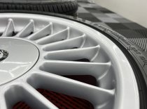USED 17 INCH GENUINE ALPINA CLASSIC SOFTLINE ALLOY WHEELS, WIDE REAR, FULLY REFURBED INC ALL CAPS + NEW NANKANG TYRES 5x120