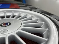 USED 17 INCH GENUINE ALPINA CLASSIC SOFTLINE ALLOY WHEELS, WIDE REAR, FULLY REFURBED INC ALL CAPS + NEW NANKANG TYRES 5x120
