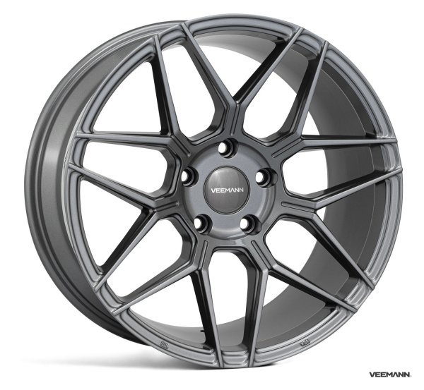 NEW 18 INCH VEEMANN V-FS38 ALLOY WHEELS IN GLOSS GRAPHITE WITH DEEPER CONCAVE 9" REAR ALL ROUND 5x120