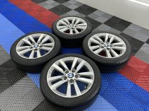 USED 17 INCH GENUINE BMW STYLE 655 DOUBLE SPOKE ALLOY WHEELS,GC, LIGHT GUNMETAL WITH POLISHED FACE,INC VG RUNFLAT TYRES 5x120
