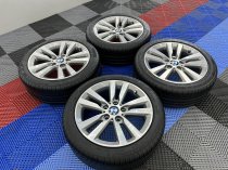 USED 17 INCH GENUINE BMW STYLE 655 DOUBLE SPOKE ALLOY WHEELS,GC, LIGHT GUNMETAL WITH POLISHED FACE,INC VG RUNFLAT TYRES 5x120