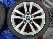 USED 17 INCH GENUINE BMW STYLE 655 DOUBLE SPOKE ALLOY WHEELS,GC, LIGHT GUNMETAL WITH POLISHED FACE,INC VG RUNFLAT TYRES 5x120