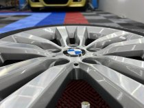 USED 17 INCH GENUINE BMW STYLE 655 DOUBLE SPOKE ALLOY WHEELS,GC, LIGHT GUNMETAL WITH POLISHED FACE,INC VG RUNFLAT TYRES 5x120