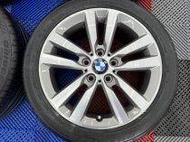 USED 17 INCH GENUINE BMW STYLE 655 DOUBLE SPOKE ALLOY WHEELS,GC, LIGHT GUNMETAL WITH POLISHED FACE,INC VG RUNFLAT TYRES 5x120