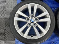 USED 17 INCH GENUINE BMW STYLE 655 DOUBLE SPOKE ALLOY WHEELS,GC, LIGHT GUNMETAL WITH POLISHED FACE,INC VG RUNFLAT TYRES 5x120