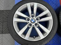 USED 17 INCH GENUINE BMW STYLE 655 DOUBLE SPOKE ALLOY WHEELS,GC, LIGHT GUNMETAL WITH POLISHED FACE,INC VG RUNFLAT TYRES 5x120