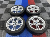USED 18 INCH GENUINE BMW STYLE 400 M SPORT ALLOY WHEELS,WIDER REARS, VGC CONDITION INC VG NON RUNFLAT TYRES 5x120