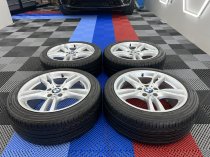USED 18 INCH GENUINE BMW STYLE 400 M SPORT ALLOY WHEELS,WIDER REARS, VGC CONDITION INC VG NON RUNFLAT TYRES 5x120