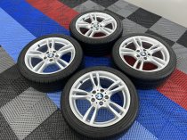 USED 18 INCH GENUINE BMW STYLE 400 M SPORT ALLOY WHEELS,WIDER REARS, VGC CONDITION INC VG NON RUNFLAT TYRES 5x120