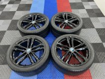 USED 19 INCH GENUINE BMW STYLE 704 M ALLOY WHEELS, FULLY REFURBED IN GLOSS BLACK INC GOOD RUNFLAT TYRES 5x120