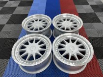 NEW 17 INCH HARTGER STYLE DEEP DISH ALLOY WHEELS IN SILVER WITH POLISHED DISH AND DEEPER 9" REARS 5x120/100