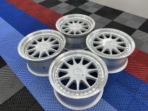 NEW 17 INCH HARTGER STYLE DEEP DISH ALLOY WHEELS IN SILVER WITH POLISHED DISH AND DEEPER 9" REARS 5x120/100