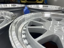 NEW 17 INCH HARTGER STYLE DEEP DISH ALLOY WHEELS IN SILVER WITH POLISHED DISH AND DEEPER 9" REARS 5x120/100