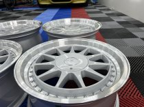 NEW 17 INCH HARTGER STYLE DEEP DISH ALLOY WHEELS IN SILVER WITH POLISHED DISH AND DEEPER 9" REARS 5x120/100