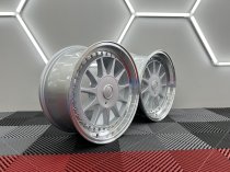 NEW 17 INCH HARTGER STYLE DEEP DISH ALLOY WHEELS IN SILVER WITH POLISHED DISH AND DEEPER 9" REARS 5x120/100